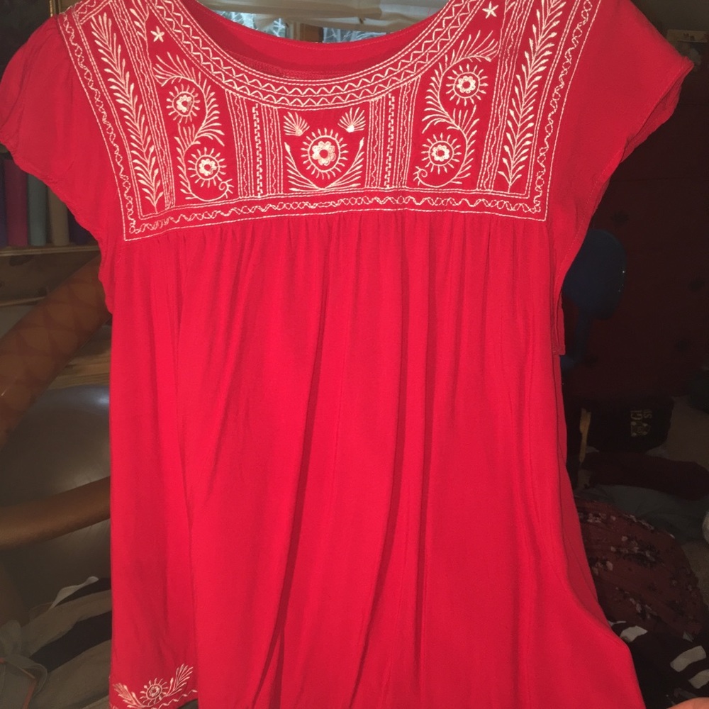Red woman’s top